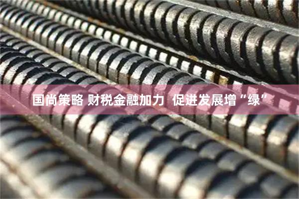 国尚策略 财税金融加力 促进发展增“绿”
